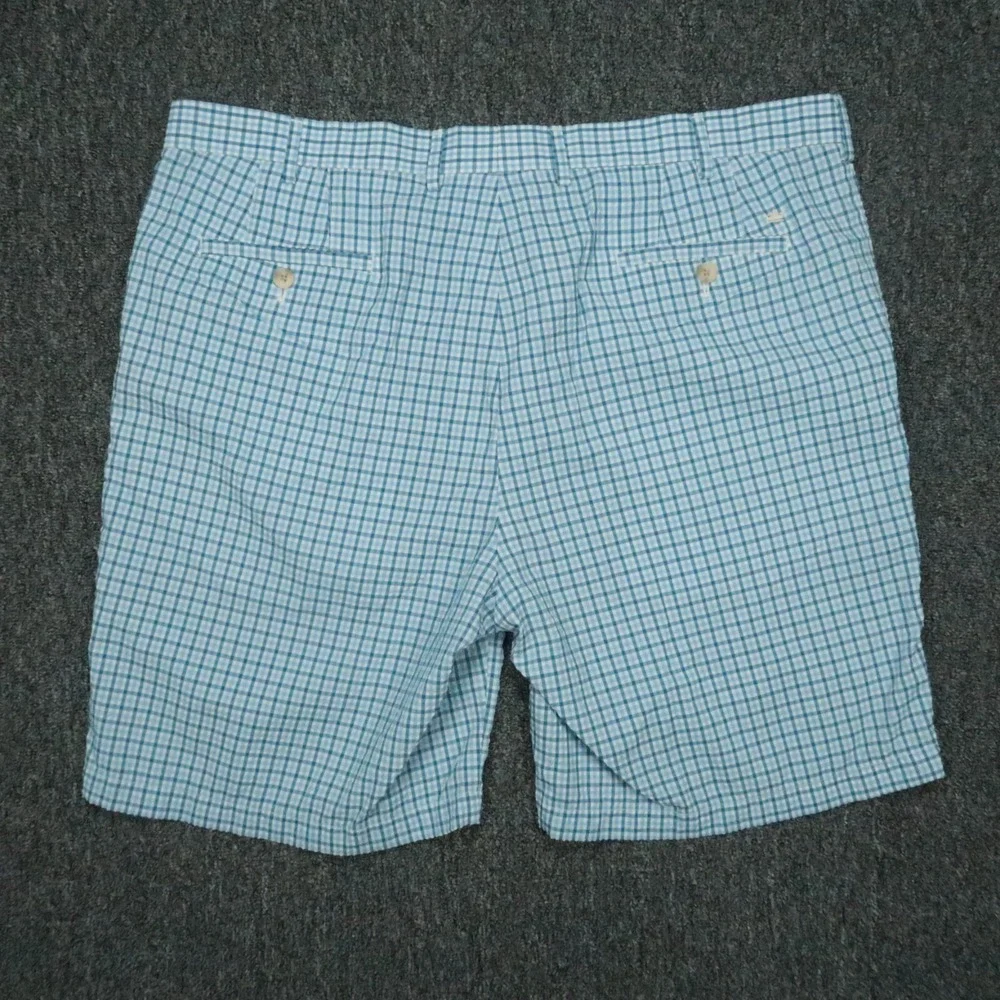 Peter Millar Shorts Men 40 Blue Plaid Performance Chino‎ Seersucker Lightweight